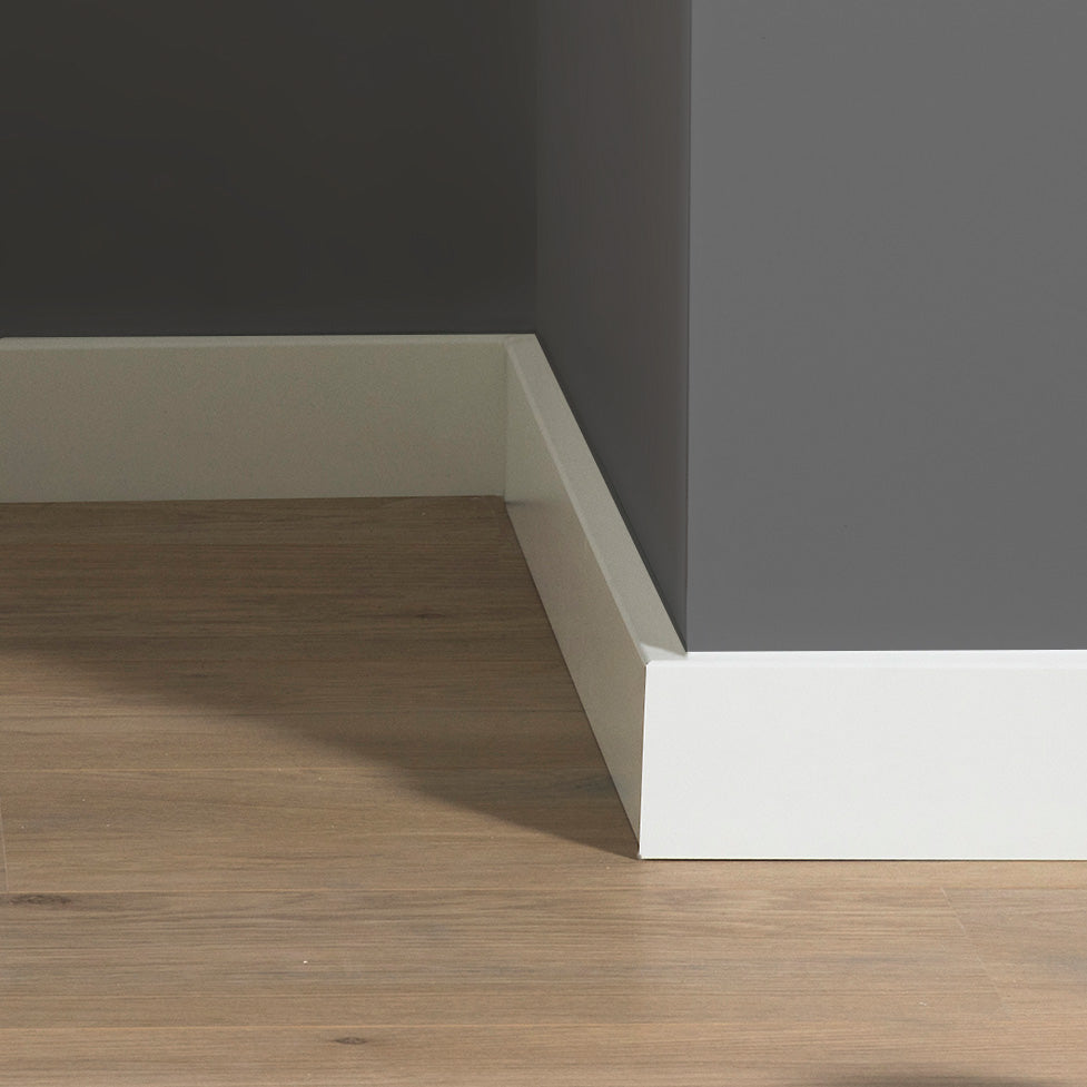MDF Moderne plint 90x12 wit voorgelakt RAL 9010